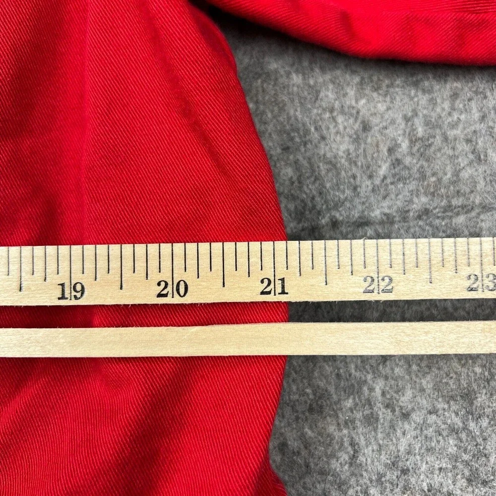 VTG Eddie Bauer Jacket Womens Medium Red Hooded Zip Snap Cotton Outdoors Pockets